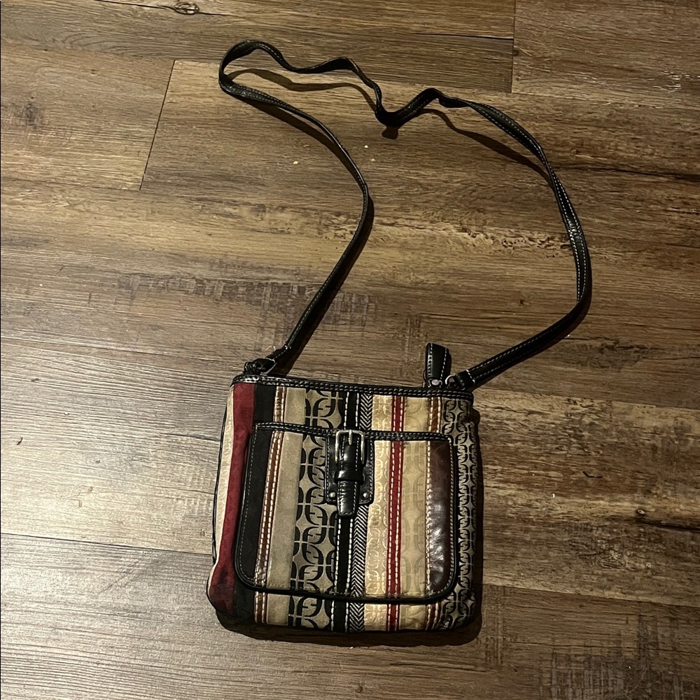 Vintage Fossil Elegant Striped Crossbody Bag
